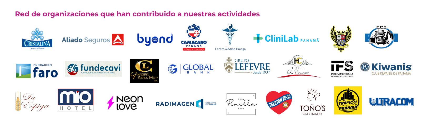 Red de organizaciones que han contribuido a nuestras actividades